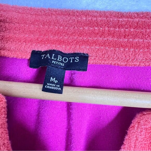 TALBOTS Women’s Terry Cloth Tunic Top Split Neck Soft M Petite cottagecore Golf - Picture 2 of 6